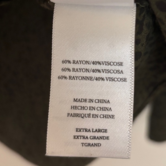 Rails Rebel Print Button Up Blouse, Olive Speckled Green, Long Sleeve XL - Picture 10 of 11